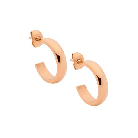 Stainless Steel & Rose Gold Plated Hoop Earrings *93875
