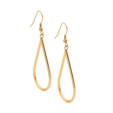 Stainless Steel & Yellow Gold Drop Earrings *64372