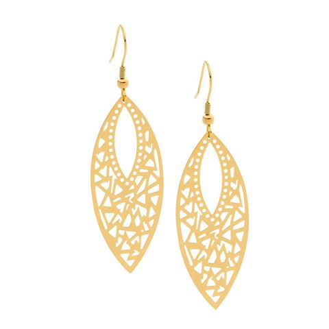 Stainless Steel & Yellow Gold Plated Drop Earrings    *6182