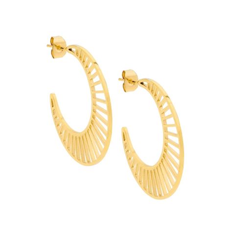 Stainless Steel & Yellow Gold Plated Hoop Earrings     *84041