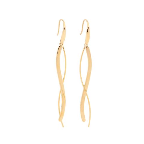 Stainless Steel &Yellow Gold Drop Earrings *74778