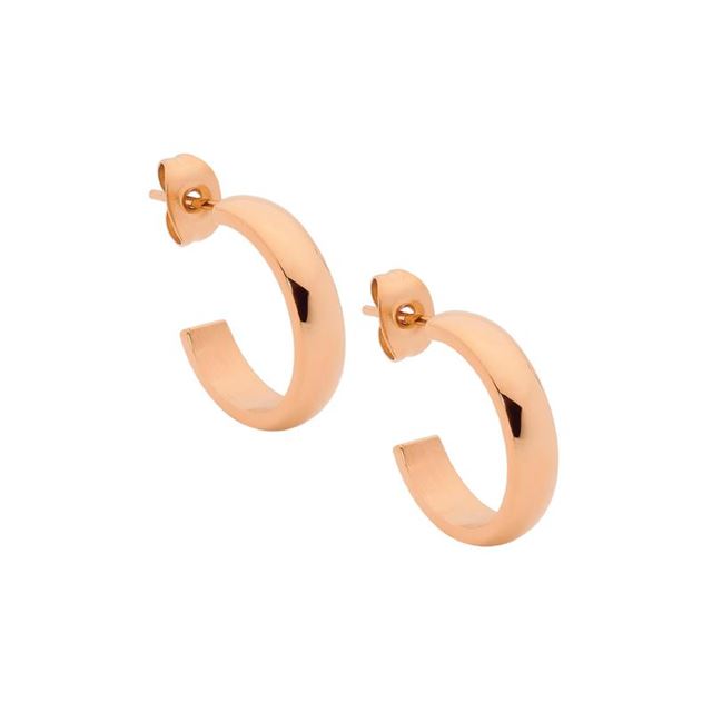 Stainless Steel & Rose Gold Plated Hoop Earrings *93875