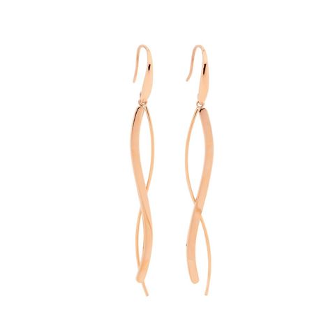 Stainless Steel & Rose Gold Drop Earrings *97156