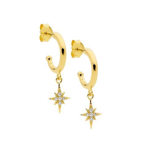 Hoop Earrings With Star Drops  *48330