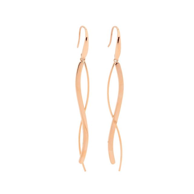 Stainless Steel & Rose Gold Drop Earrings *97156